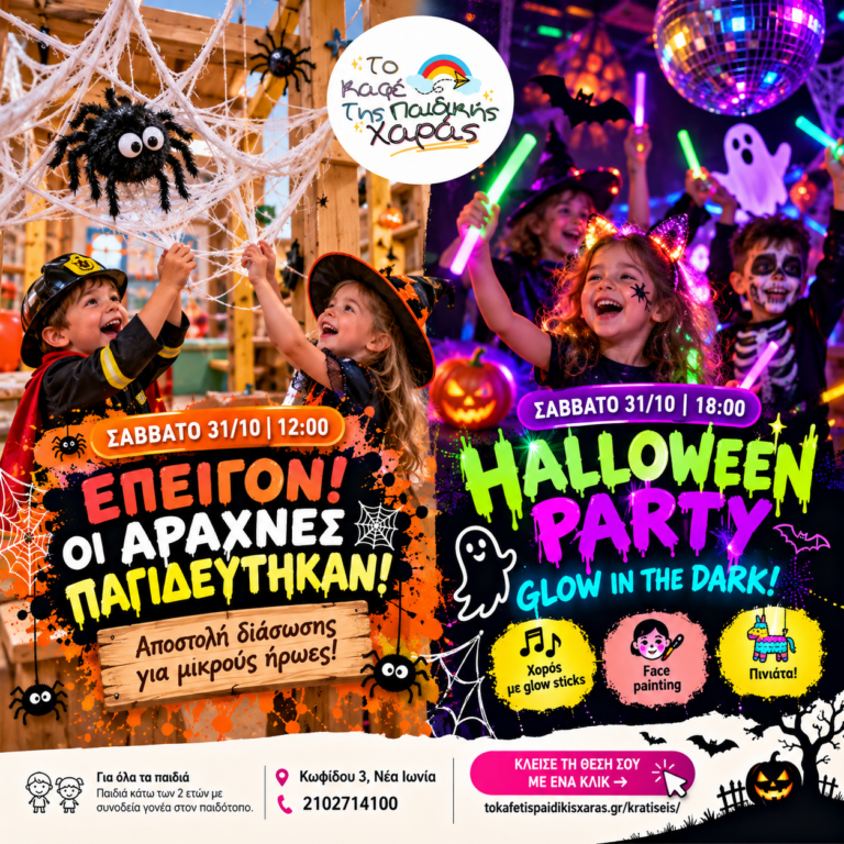 🎃 HALLOWEEN ΣΤΗ ΜΙΚΡΗ ΠΟΛΗ! ΤΟ ΣΑΒΒΑΤΟ ΘΑ ΓΙΝΕΙ… ΧΑΜΟΣ! 👻🕷️